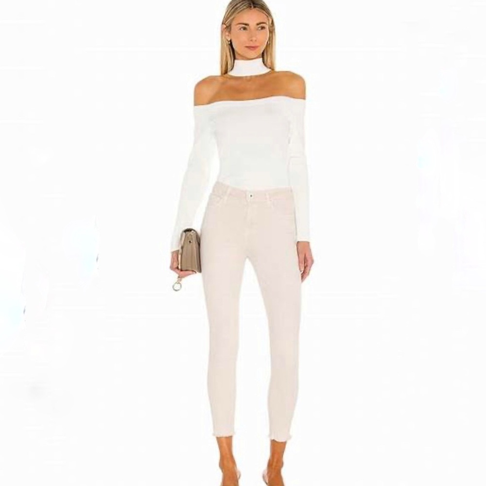 Jonathan Simkhai Standard Costa Mid-Rise Crop Skinny Jeans Color Bone Size 26